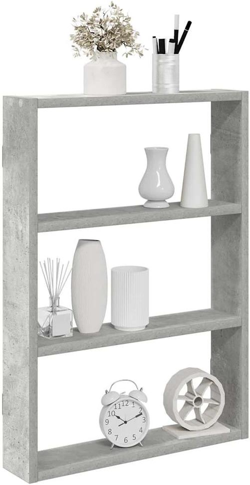 Sieninė lentyna, betono pilka, 43x9x60cm, apdirbta mediena
