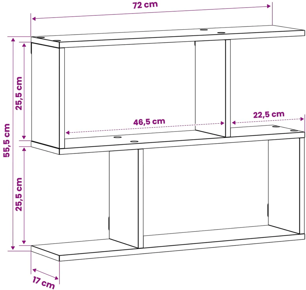 Sieninė lentyna Betono pilka 72 x 17 x 55.5 cm Apdirbta mediena