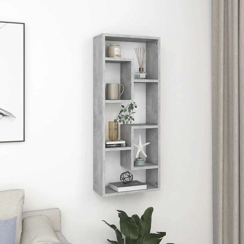 Sieninė lentyna, betono pilkos spalvos, 36x16x90cm, mediena