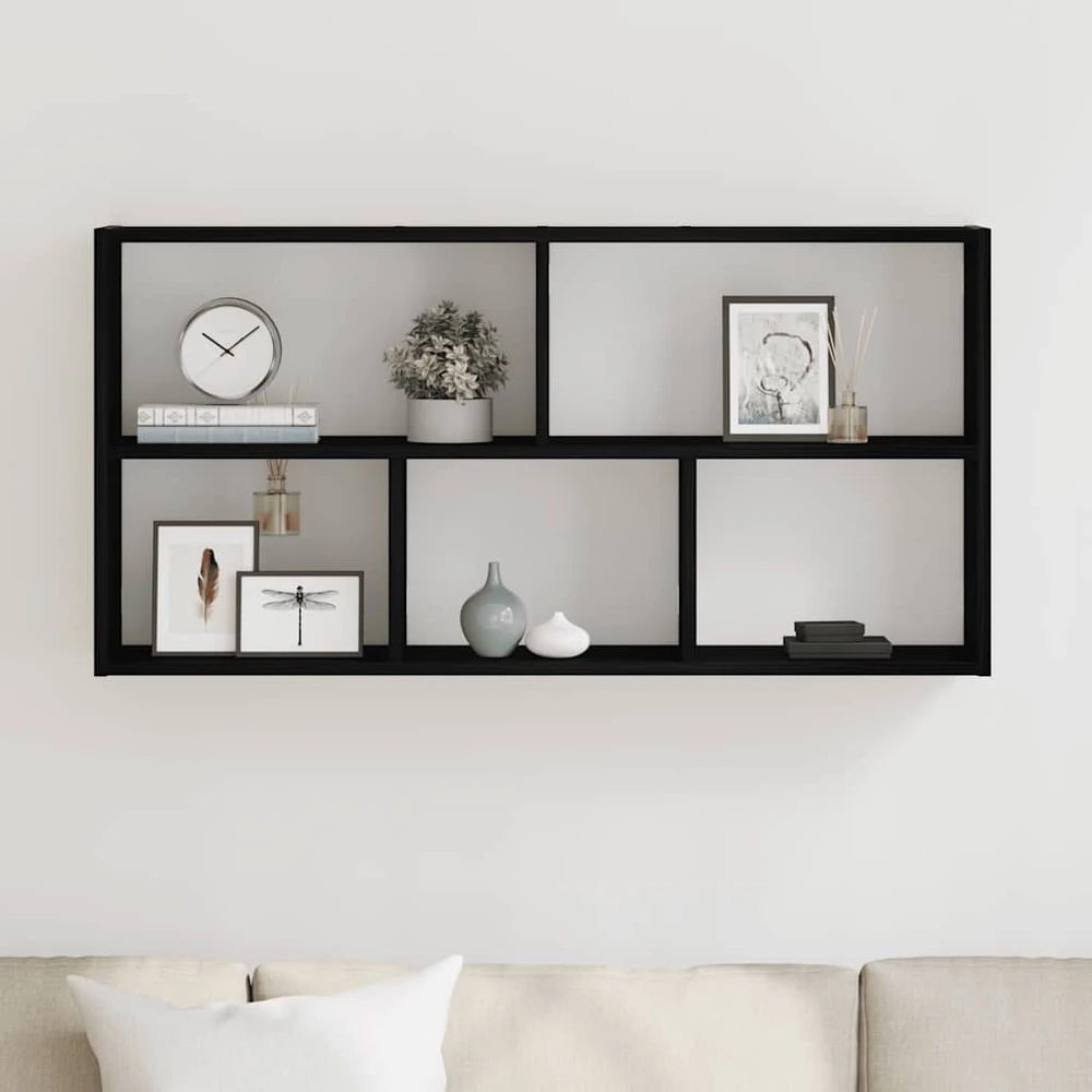 Sieninė lentyna, juodo ąžuolo spalvos, 100x25x50cm, inžinerinė mediena