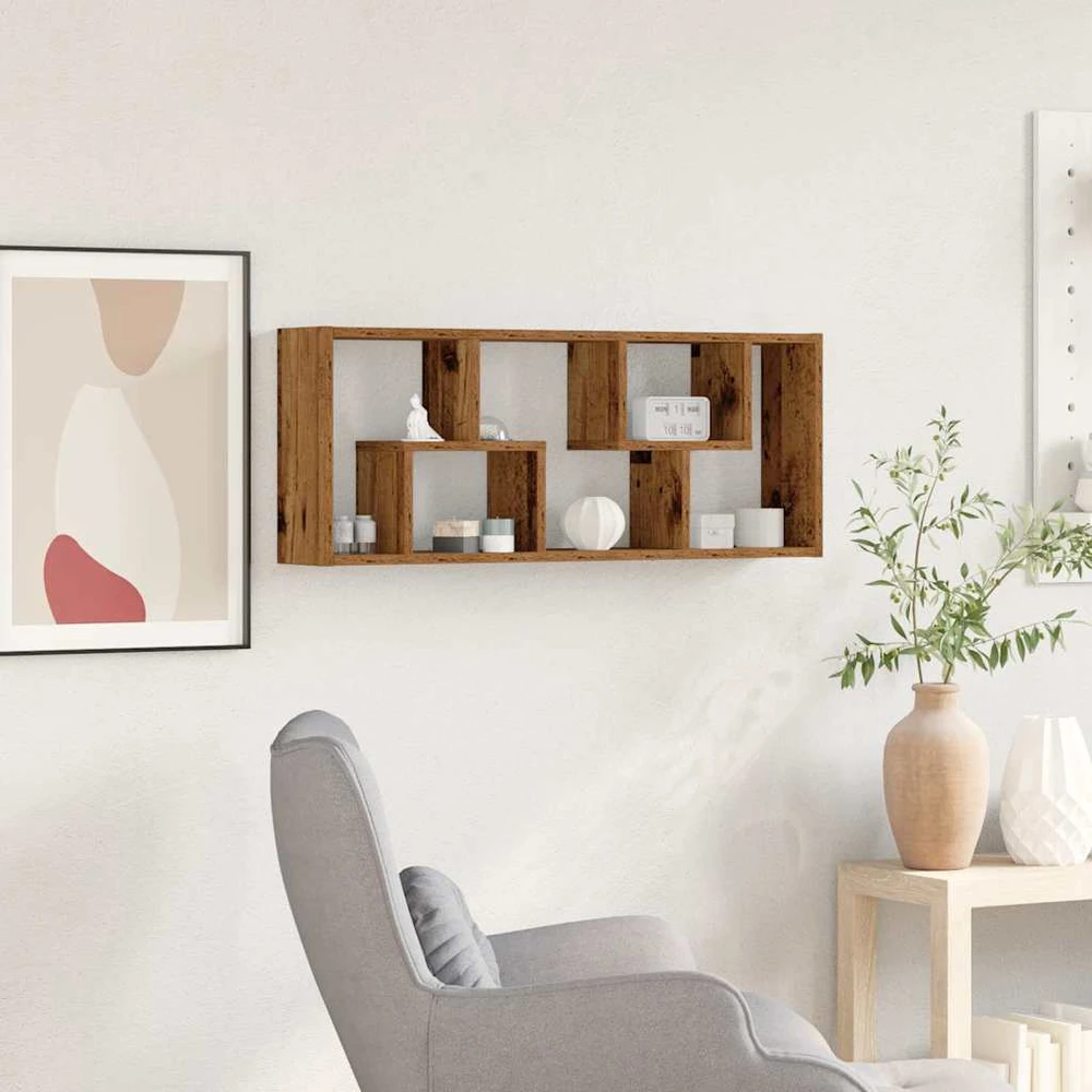Sieninė lentyna, senovinė mediena, 36x16x90cm, inžinerinė mediena