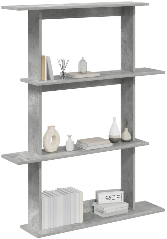 Sieninė lentyna Betono pilka 100 x 20 x 126 cm Apdirbta mediena