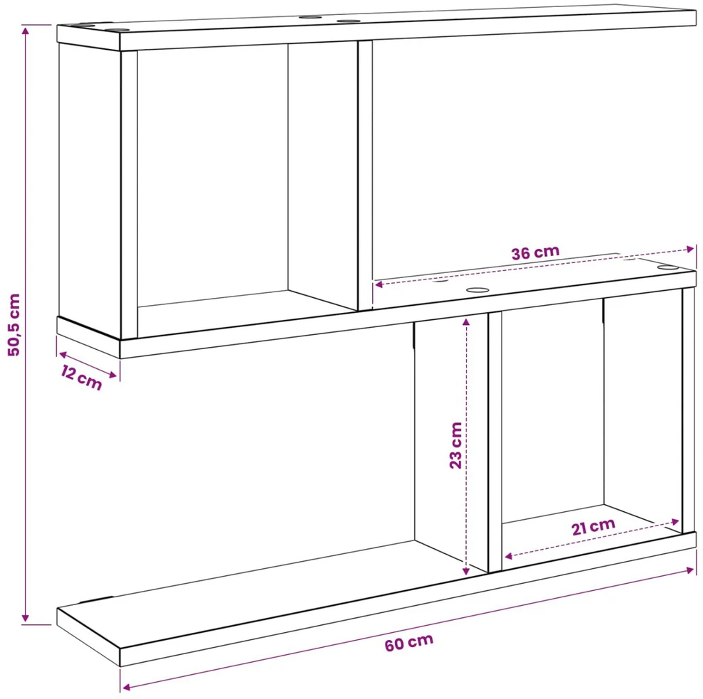 Sieninė lentyna Sonoma ąžuolas 60 x 12 x 50,5 cm
