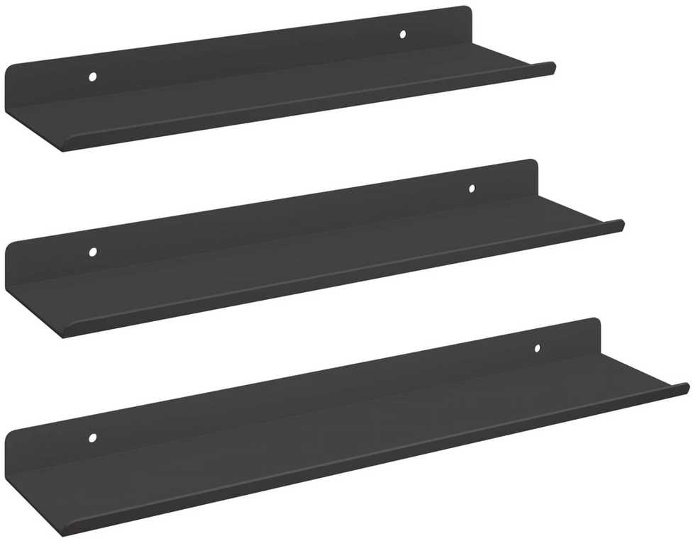 Plūduriuojanti lentyna 3 vnt. Juodas 40 x 9 x 2,5 cm Plienas