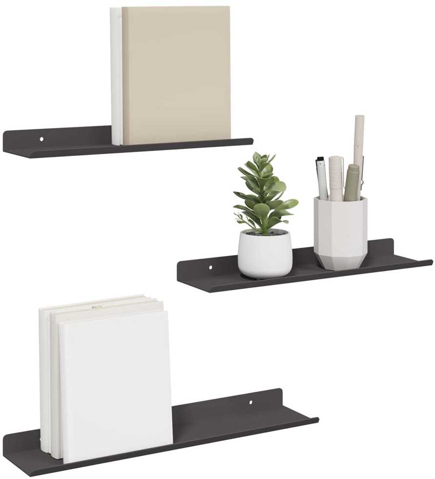 Plūduriuojanti lentyna 3 vnt. Juodas 40 x 9 x 2,5 cm Plienas