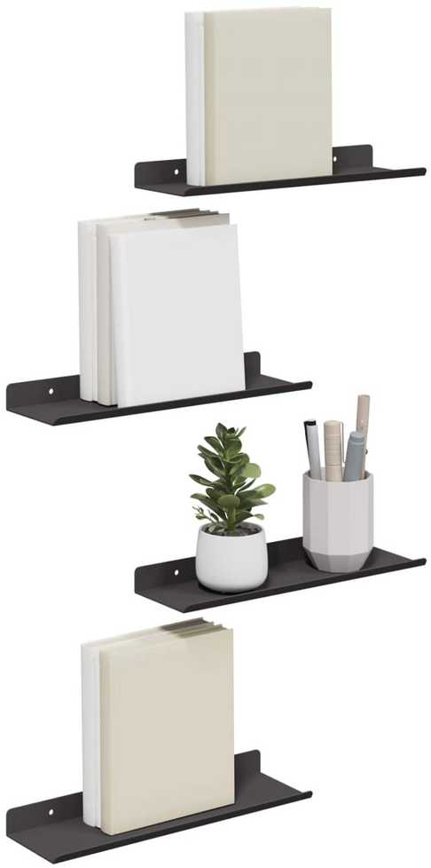 Plūduriuojanti lentyna 4 vnt. Juodas 30 x 9 x 2,5 cm Plienas