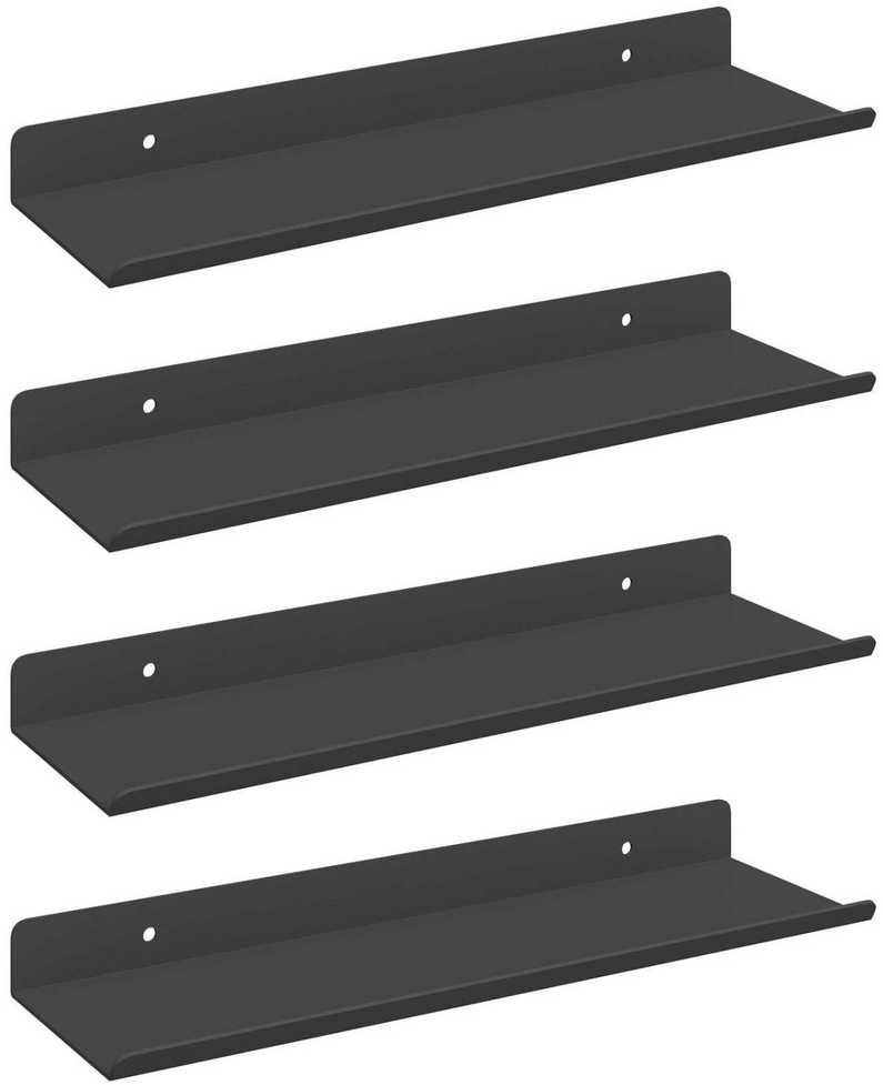 Plūduriuojanti lentyna 4 vnt. Juodas 30 x 9 x 2,5 cm Plienas