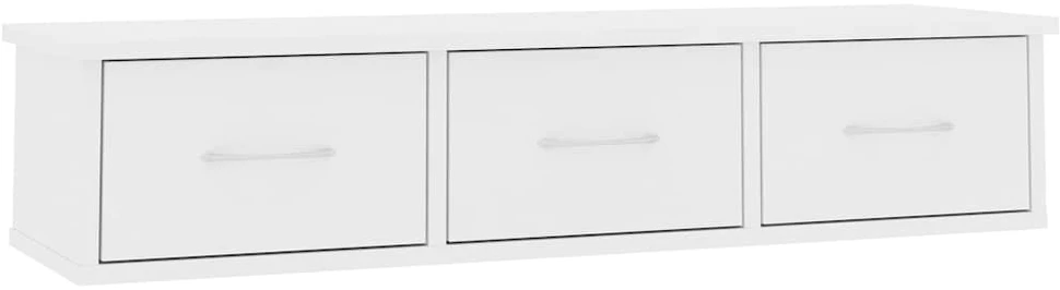 TV staliukas Sieninė lentyna su stalčiais, balta, 88x26x18,5cm, mediena