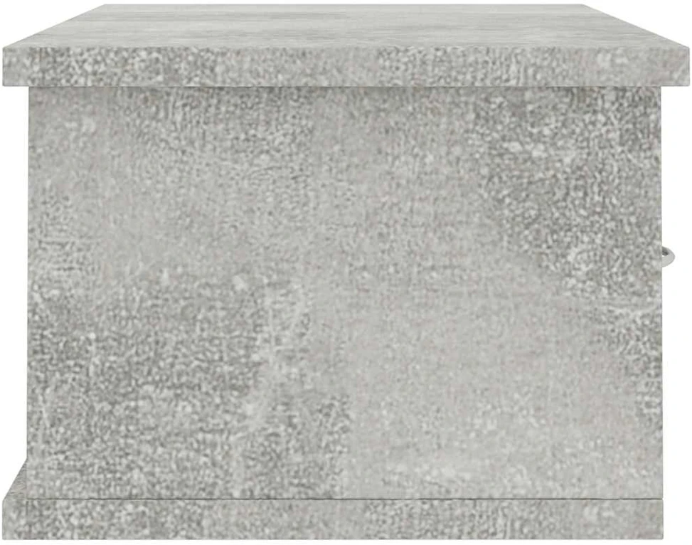 Sieninė lentyna su stalčiais, betono, 60x26x18,5cm, mediena