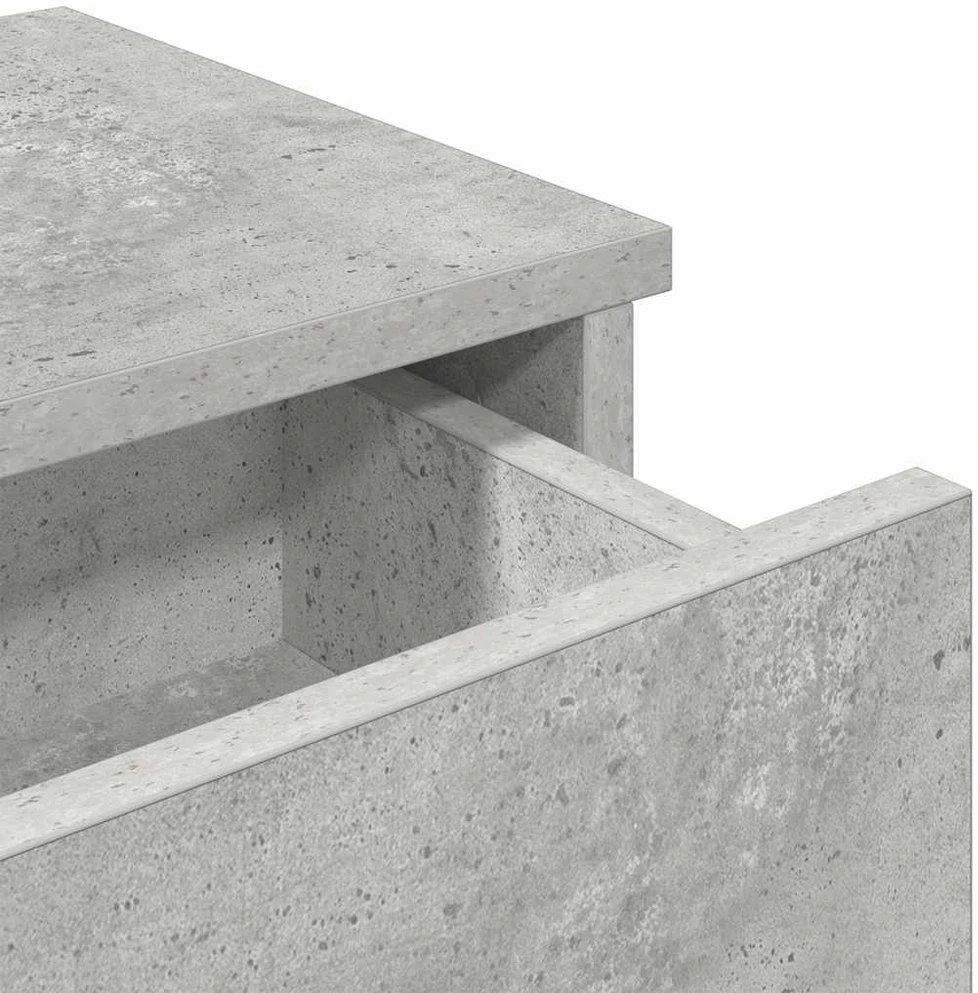 Sieninė lentyna su stalčiais, betono pilka, 60x28x15cm
