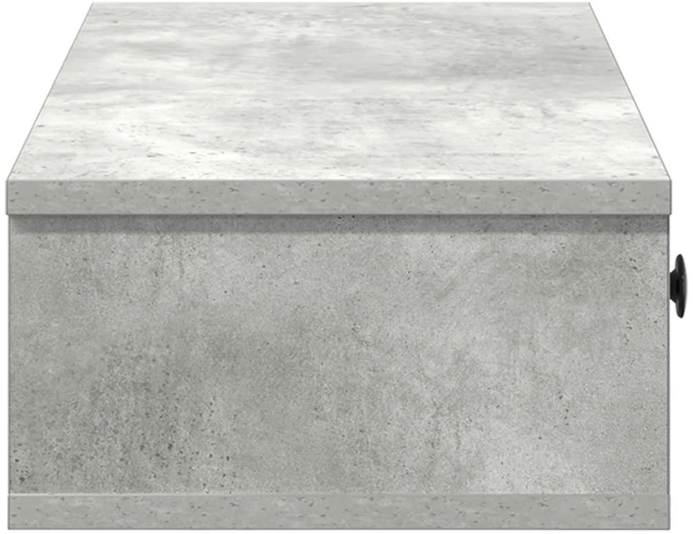 Sieninė lentyna su stalčiais, betono pilka, 60x28x15cm