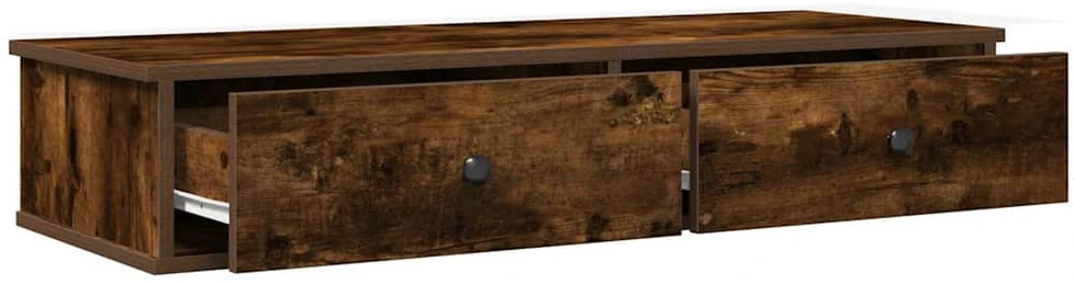Sieninė lentyna su stalčiais, dūminio ąžuolo, 100x37,5x19cm