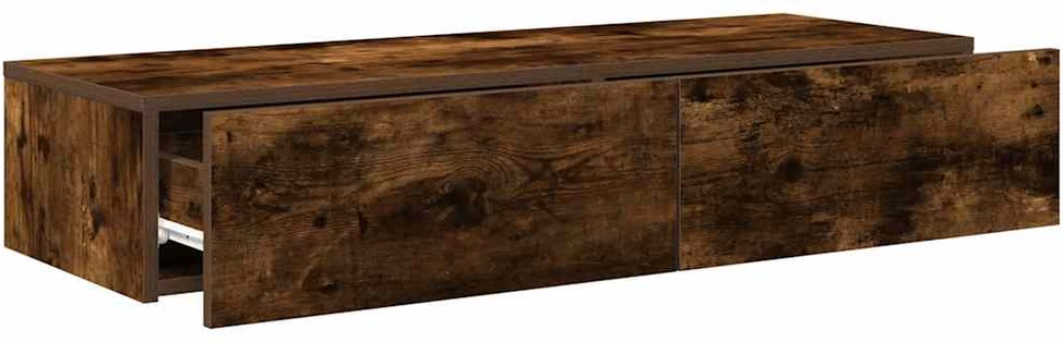 Sieninė lentyna su stalčiais, dūminio ąžuolo, 100x36x19cm