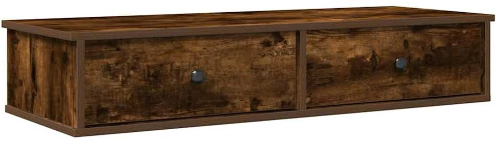 Sieninė lentyna su stalčiais, dūminio ąžuolo, 100x37,5x19cm