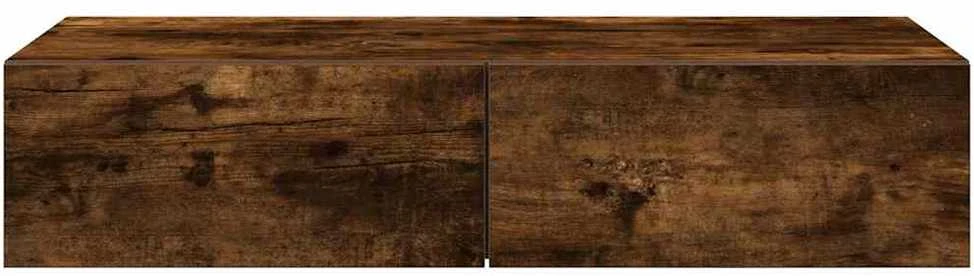 Sieninė lentyna su stalčiais, dūminio ąžuolo, 80x33x17cm