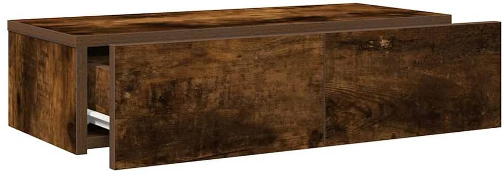 Sieninė lentyna su stalčiais, dūminio ąžuolo, 60x26,5x15cm