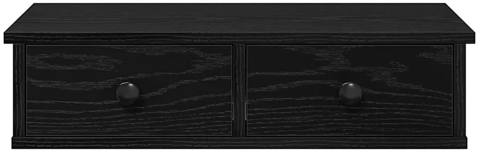Sieninė lentyna su stalčiais, juodos, 60x28x15cm
