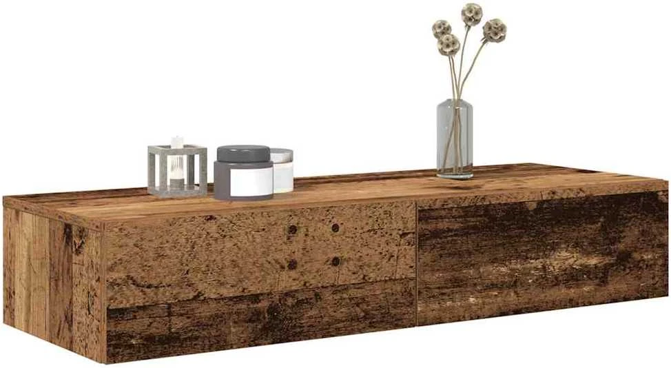 Sieninė lentyna su stalčiais, medienos, 100x36x19cm