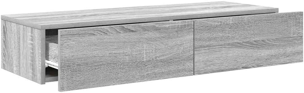 Sieninė lentyna su stalčiais, pilka ąžuolo, 100x36x19cm