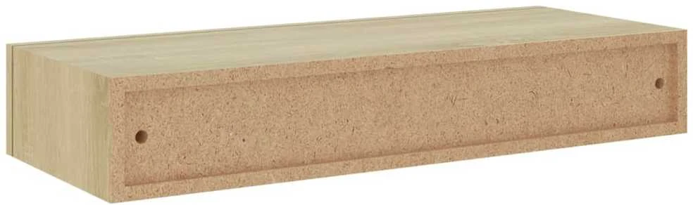 Sieninė lentyna su stalčiumi, ąžuolo, 60x23,5x10cm, MDF