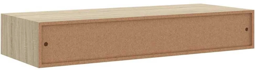 Sieninė lentyna su stalčiumi, ąžuolo, 60x23,5x10cm, MDF