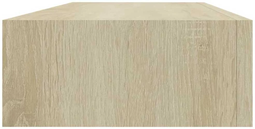 Sieninė lentyna su stalčiumi, ąžuolo, 60x23,5x10cm, MDF