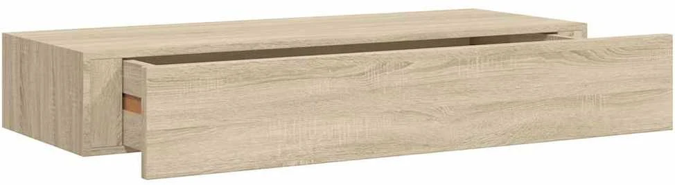 Sieninė lentyna su stalčiumi, ąžuolo, 60x23,5x10cm, MDF