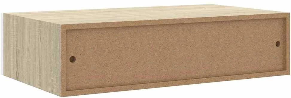 Sieninė lentyna su stalčiumi, ąžuolo/balta, 40x23,5x10cm, MDF