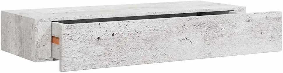 Sieninė lentyna su stalčiumi, betono pilka, 60x23,5x10cm, MDF
