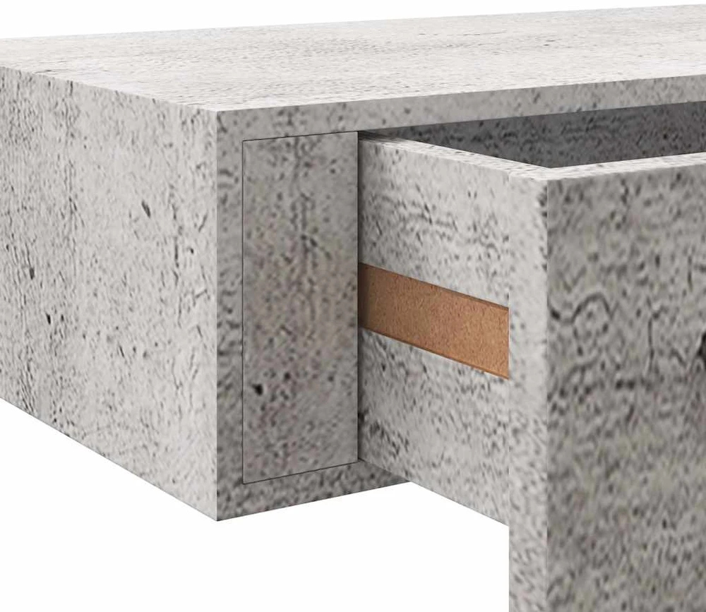 Sieninė lentyna su stalčiumi, betono pilka, 40x23,5x10cm, MDF