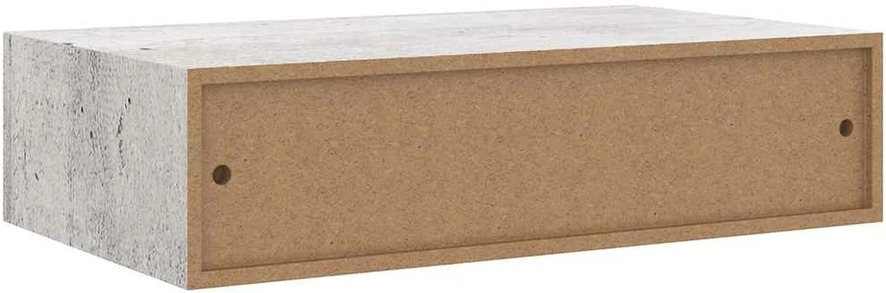 Sieninė lentyna su stalčiumi, betono pilka, 40x23,5x10cm, MDF
