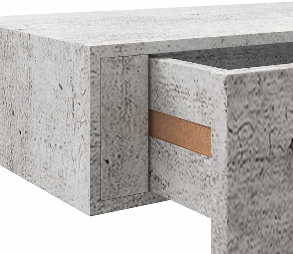 Sieninė lentyna su stalčiumi, betono pilka, 60x23,5x10cm, MDF