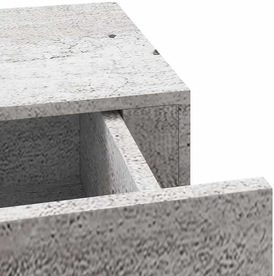 Sieninė lentyna su stalčiumi, betono pilka, 60x23,5x10cm, MDF
