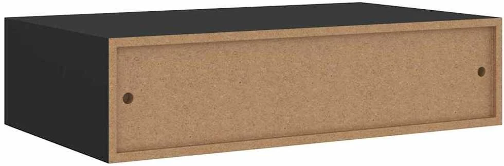 Sieninė lentyna su stalčiumi, juoda, 40x23,5x10cm, MDF
