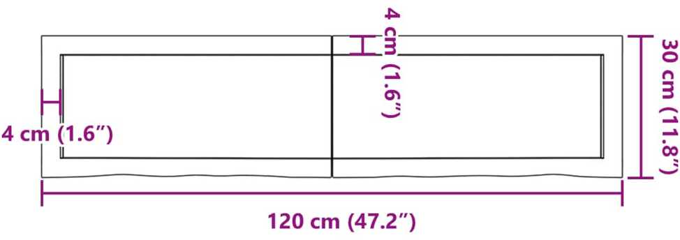 Sieninė lentyna, šviesiai ruda, 120x30x(2-4) cm, ąžuolo masyvas