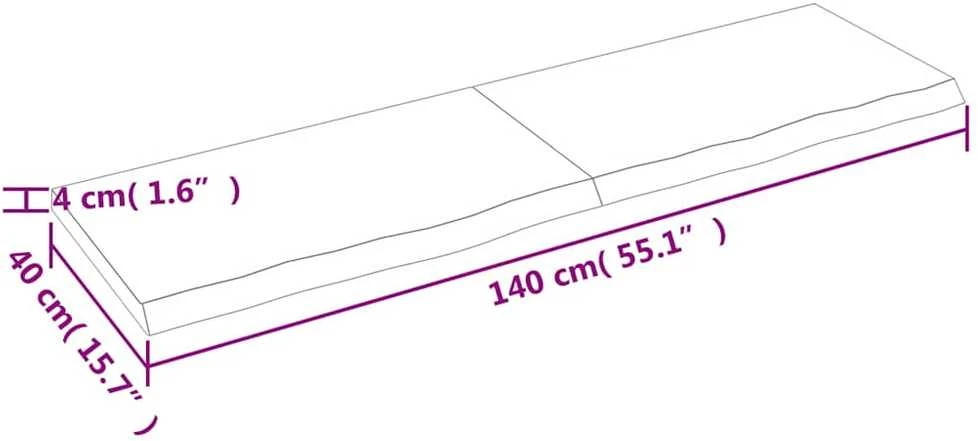 Sieninė lentyna, šviesiai ruda, 140x40x(2-4) cm, ąžuolo masyvas