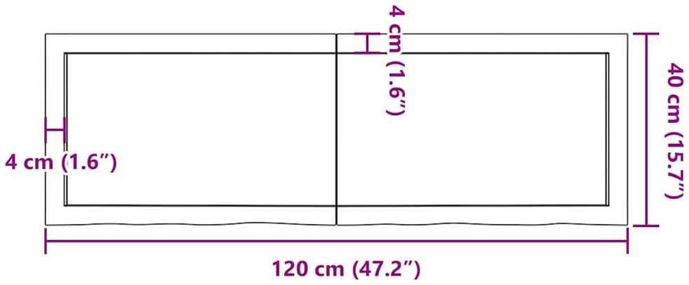 Sieninė lentyna, tamsiai ruda, 120x40x(2-6) cm, ąžuolo masyvas