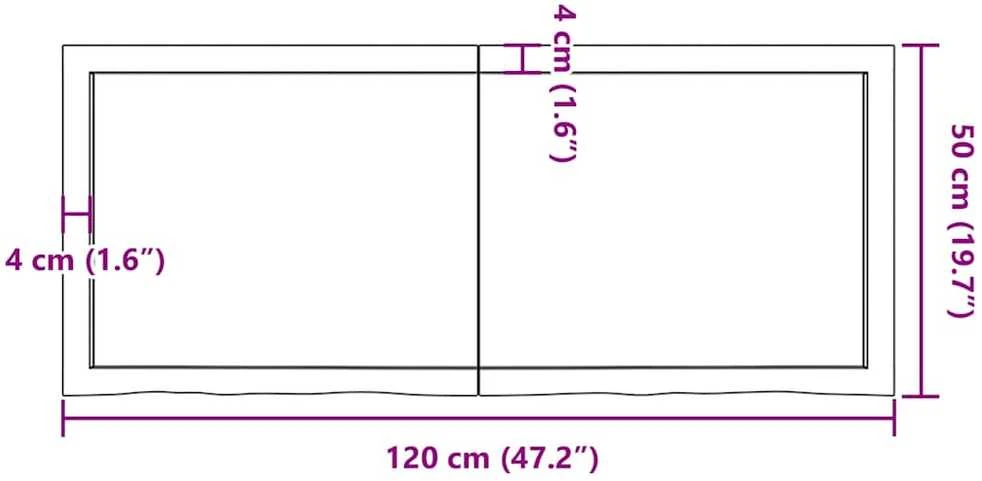 Sieninė lentyna, tamsiai ruda, 120x50x(2-6) cm, ąžuolo masyvas