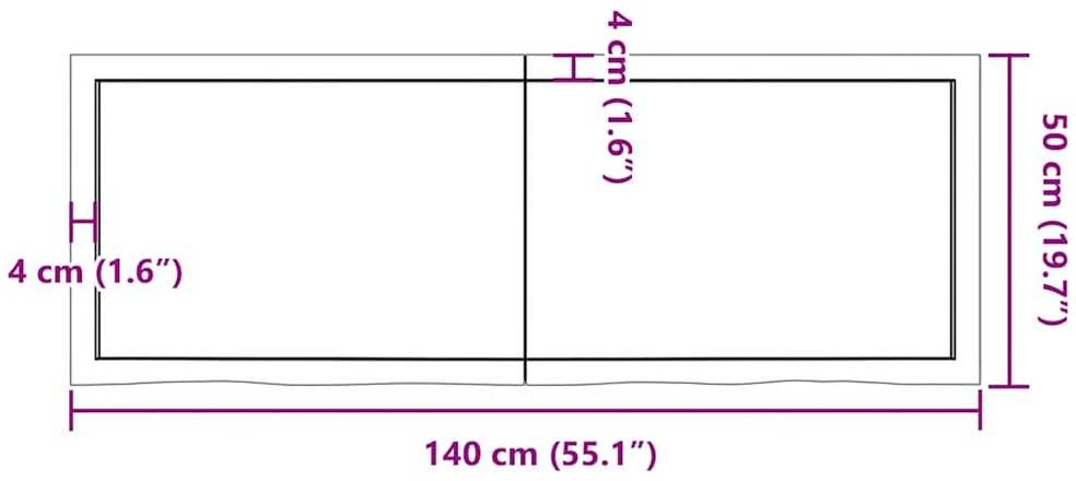Sieninė lentyna, tamsiai ruda, 140x50x(2-4) cm, ąžuolo masyvas