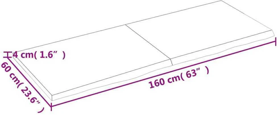 Sieninė lentyna, tamsiai ruda, 160x60x(2-4) cm, ąžuolo masyvas