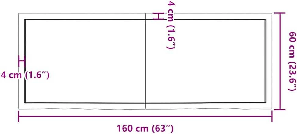 Sieninė lentyna, tamsiai ruda, 160x60x(2-4) cm, ąžuolo masyvas