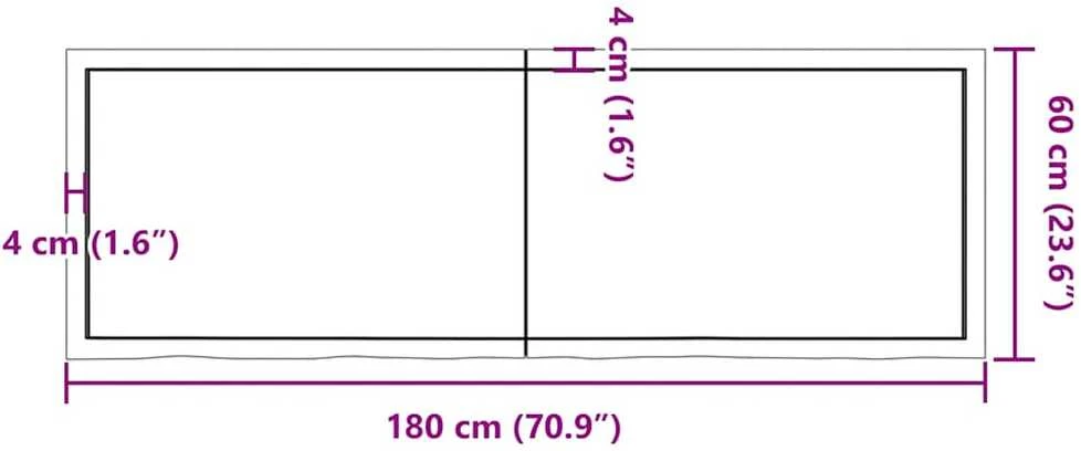 Sieninė lentyna, tamsiai ruda, 180x60x(2-4) cm, ąžuolo masyvas