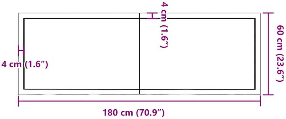Sieninė lentyna, tamsiai ruda, 180x60x(2-6) cm, ąžuolo masyvas