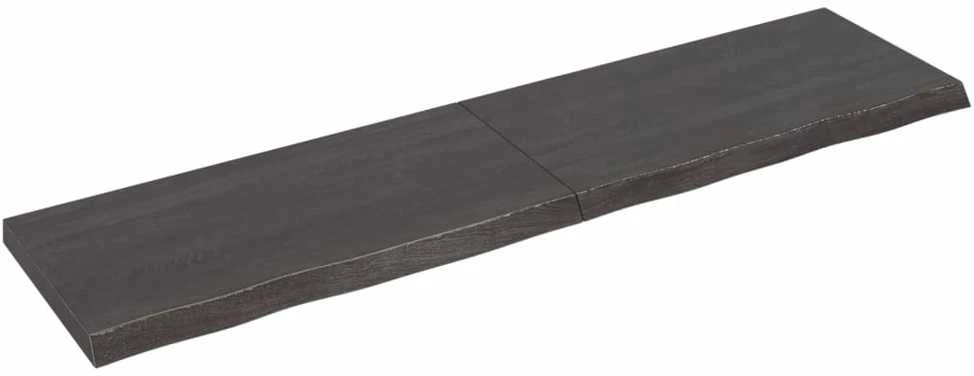 Sieninė lentyna, tamsiai ruda, 200x50x(2-6) cm, ąžuolo masyvas