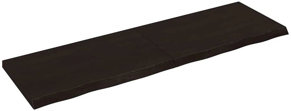 Sieninė lentyna, tamsiai ruda, 200x60x(2-6) cm, ąžuolo masyvas