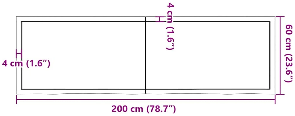 Sieninė lentyna, tamsiai ruda, 200x60x(2-6) cm, ąžuolo masyvas