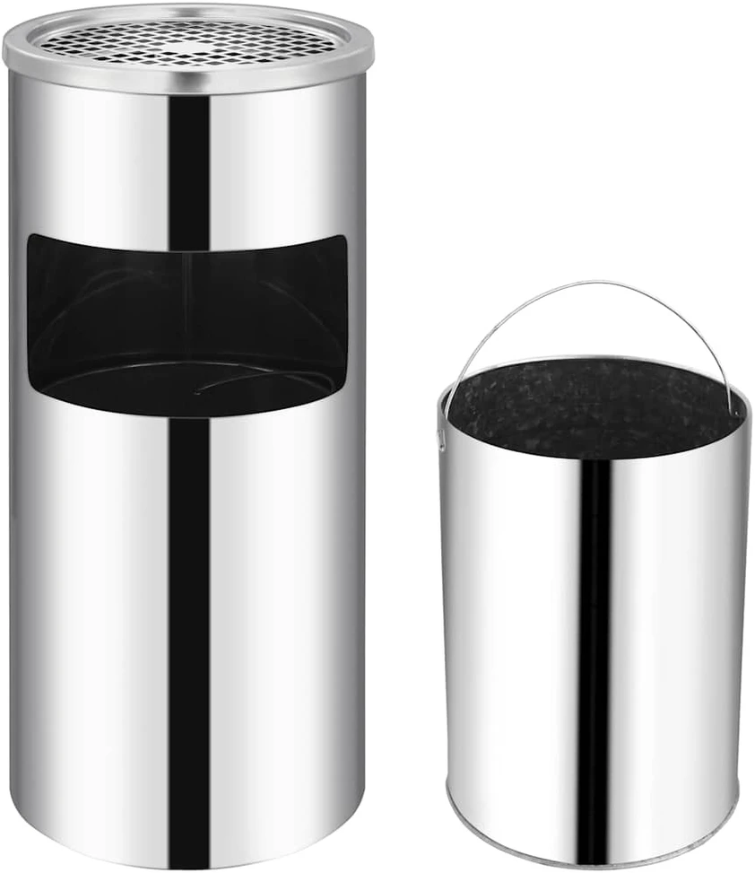 Sieninė šiukšliadėžė-peleninė, nerūdijantis plienas, 26l