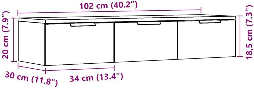 Sieninė Spinta Old Wood 102x30x20 cm Inžinierinė mediena