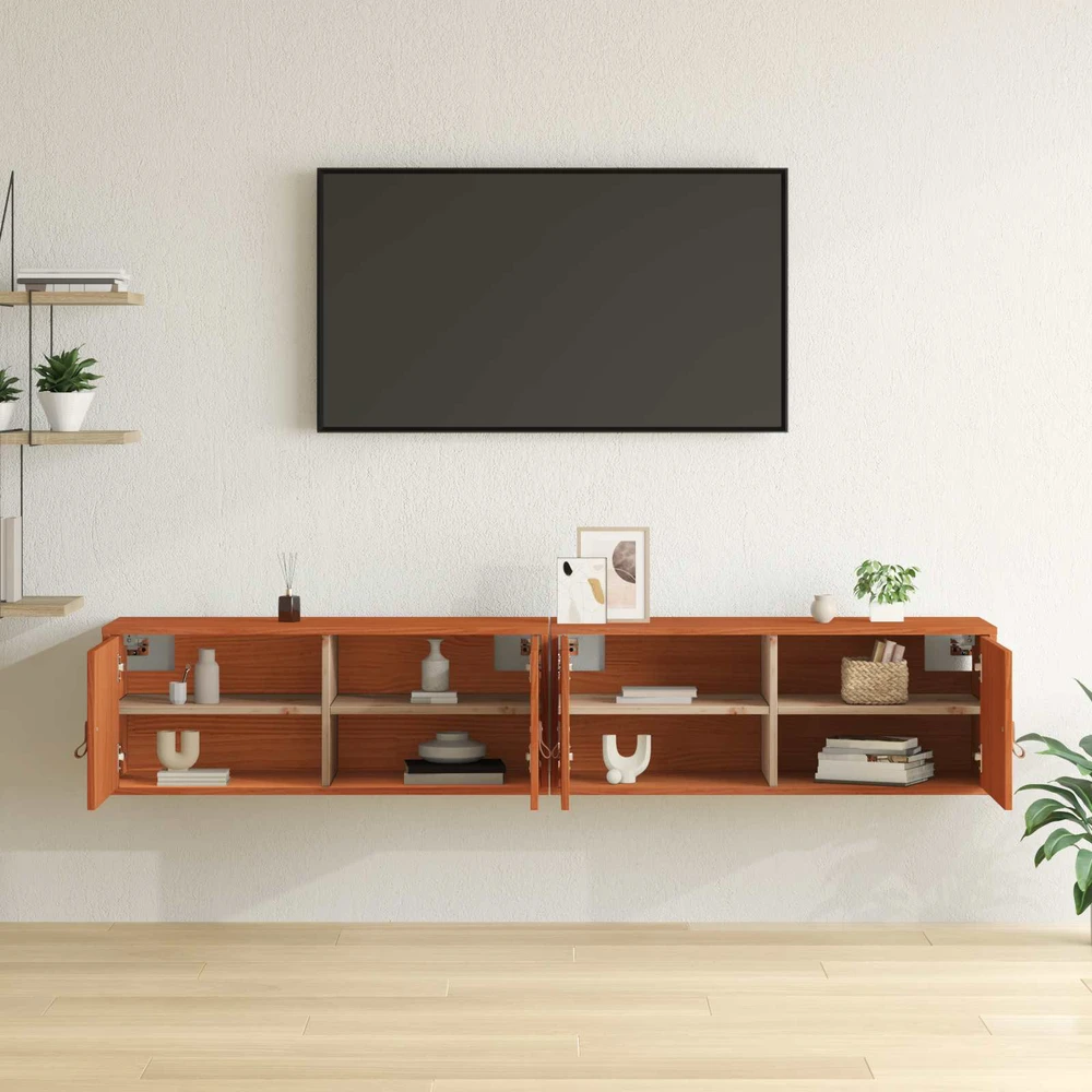 Sieninė spintelė 2 vnt. Vaško ruda 80 x 30 x 30 cm