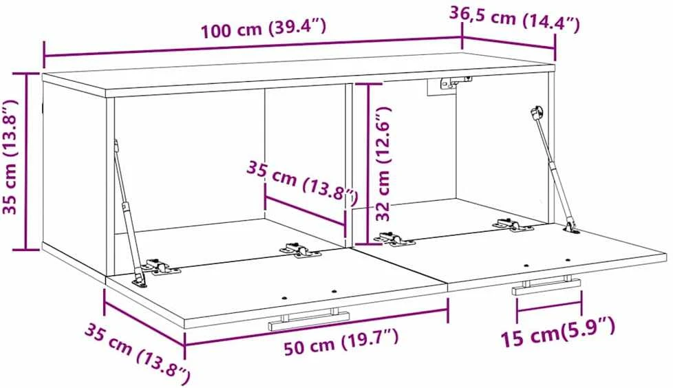 Sieninė spintelė 100 x 36.5 x 35 cm Apdirbta mediena
